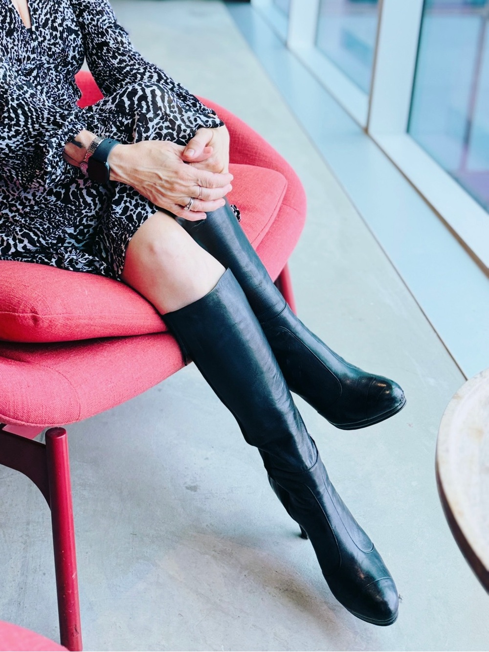 Coach Black Leather Mid-Calf Heeled Boots